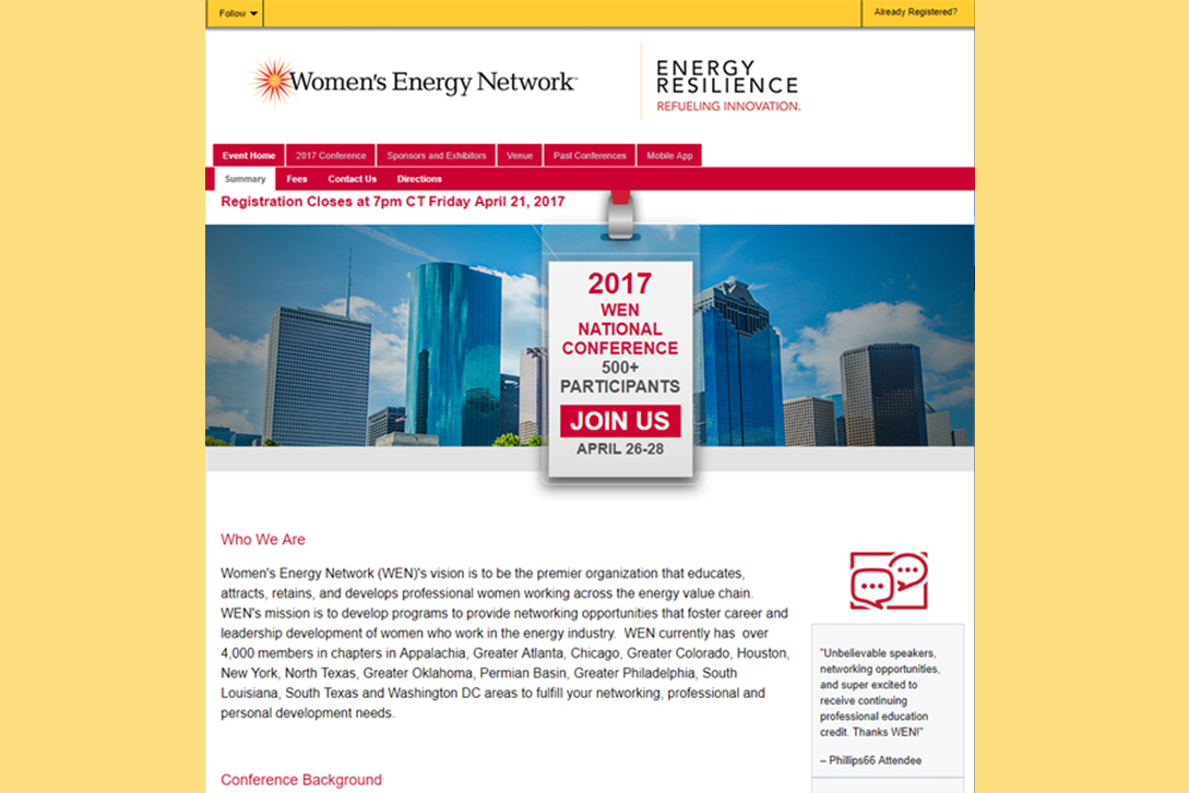 Womens Energy Network WEN - Landing Page Design and Setup